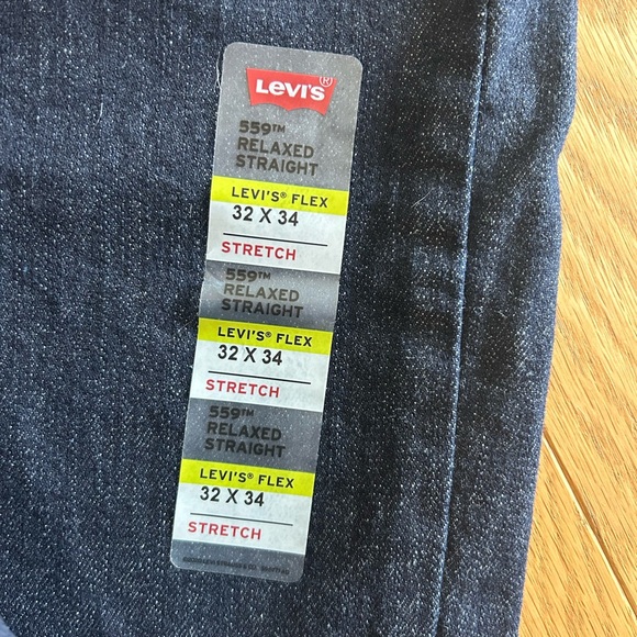 Levis 559 Mens Jeans 32x34 Relaxed Straight Fit Stretch dark Wash Denim NWT - Picture 4 of 8